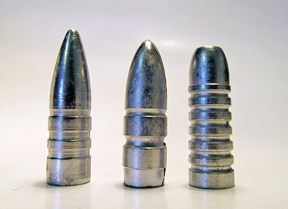 The famous B & M 30 calibers. L to R: 311170 – the Gebhard bullet. 311169 – the Squibb bullet 169 grains, 311168 the – Squibb-Miller of 170 grains.
